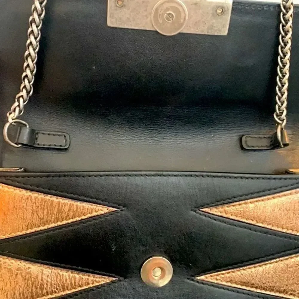 Coveted Dannijo Beckett Black Leather Clutch - 2014 Metallic Geometric Crossbody